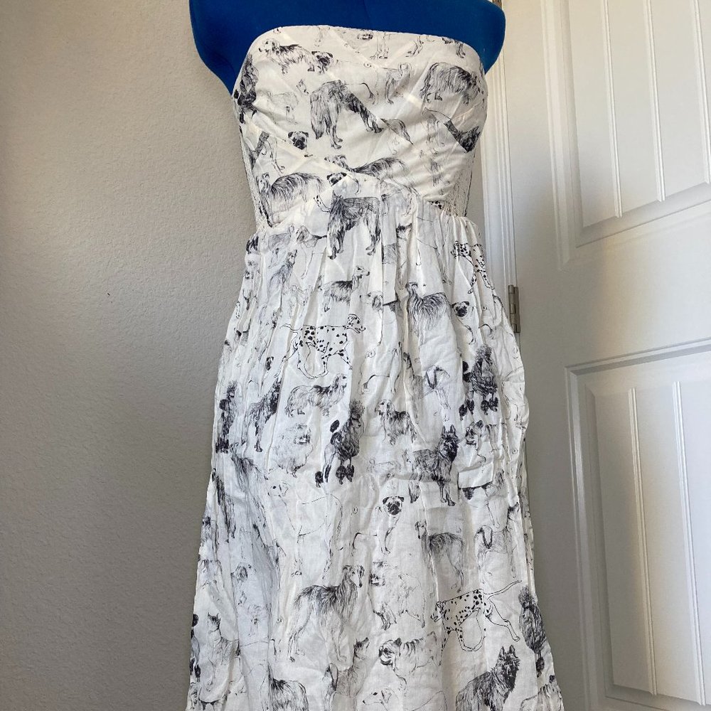 Maeve by Anthropologie Canine Print Strapless Dress - Size 0